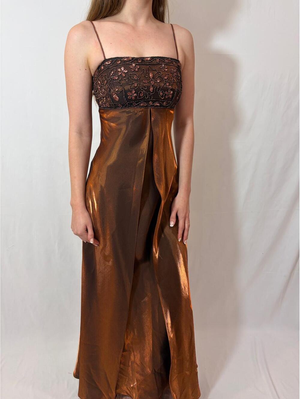 Vintage Y2K Morgan & Co. Shimmery Princess Mermaid Brown Prom Dress